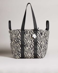 Ted Baker Cayzeba Zebra Detail Large Nylon Tote White | 7528346-KN