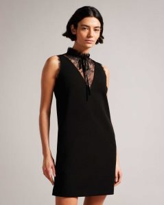 Ted Baker Chharis Shirt Dress With Lace Panels Black | 3815269-PQ