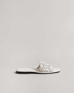 Ted Baker Clovei Laser Cut Flat Sandals White | 8659213-FQ