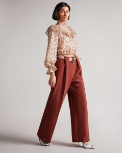 Ted Baker Conces MIB Tailored Wide Leg Trouser Brown | 5302897-MN