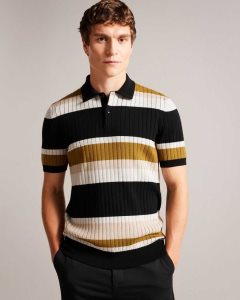 Ted Baker Confer Short Sleeve Striped Polo Shirt Natural | 1082745-UA