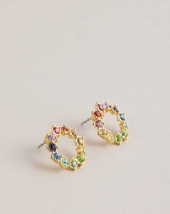 Ted Baker Cresina Crystal Hoop Stud Earrings Multicoloured | 2490375-AY