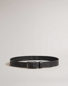 Ted Baker Crisic Stitch Detail Leather Belt Black | 2954381-FH