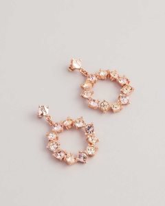 Ted Baker Crissty Crystal Hoop Drop Earrings Rose Gold Colour | 1498065-LF