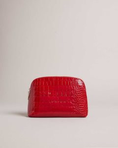 Ted Baker Crocala Croc Detail Debossed Makeup Bag Red | 6891430-FY