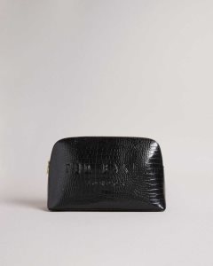 Ted Baker Crocana Croc Detail Debossed Washbag Black | 1428735-EQ