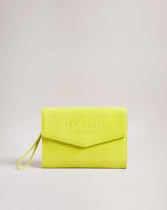 Ted Baker Crocey Croc Detail Debossed Envelope Pouch Lime | 4508236-JO