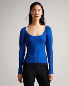 Ted Baker Dakoti Open Back Detailed Knit Top Bright Blue | 3592871-UO