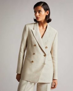 Ted Baker Darlon Relaxed Oversized Peak Lapel Blazer Ivory | 5037421-AQ