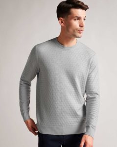 Ted Baker Dartell Long Sleeve T Stitched Crew Neck Jumper Light Grey | 3264971-MD