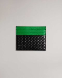 Ted Baker Dirk Textured Leather Card Holder Green | 7036924-GA