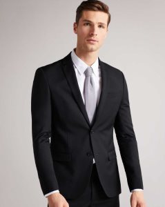 Ted Baker Dundejs Slim Fit Black Twill Suit Jacket Black | 7019263-EK