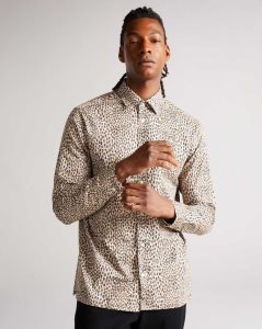 Ted Baker Dunston Long Sleeve Retro Dot Shirt Brown | 7219036-AB