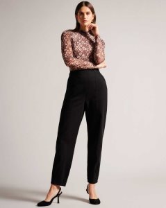 Ted Baker Eliona Barrel Trousers With Pin Tuck Detail Black | 7031258-WD