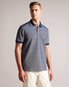 Ted Baker Ellerby Short Sleeve Striped Polo Shirt Navy | 8539042-DI