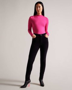 Ted Baker Eloria Twist Neck Fitted Top Deep-Pink | 6015472-TH