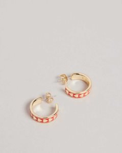 Ted Baker Emrie Enamel Heart Hoop Earrings Red | 9841506-KI