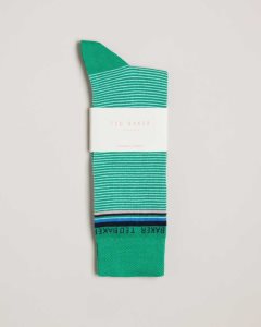 Ted Baker Finestr Fine Striped Socks Green | 8091453-KM