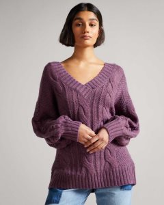 Ted Baker Gaiaa MIB Cable Bobble Knit Jumper Lilac | 1256740-PO