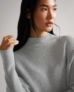 Ted Baker Ggracee Engineered Knit Sweater Medium Grey | 0631789-NK