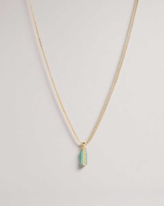 Ted Baker Gianni Gem Bar Pendant Necklace Teal-Blue | 9876501-PC