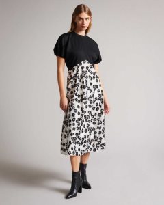 Ted Baker Gwiana Ponte Top With Midi Skirt Dress Black | 4521789-DK