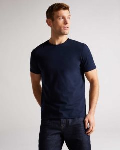 Ted Baker Hawking Short Sleeve Plain T Shirt Navy | 8732649-UF