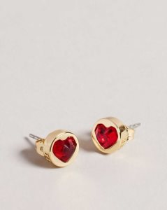 Ted Baker Heartan Glass Heart Stud Earrings Red | 0831246-PB