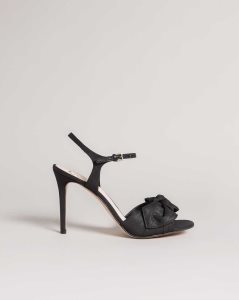 Ted Baker Heevia Moire Satin Bow Heeled Sandals Black | 2741980-CL