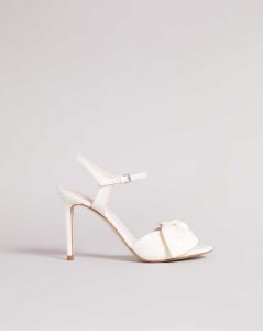 Ted Baker Heevia Moire Satin Bow Heeled Sandals Ivory | 6534192-QJ