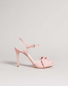 Ted Baker Heevia Moire Satin Bow Heeled Sandals Dusky Pink | 6781542-BT