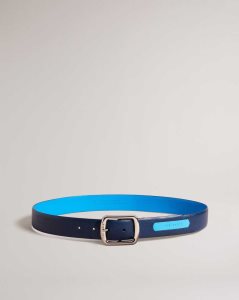 Ted Baker Jaims Contrast Detail Leather Belt Navy | 9740623-IL