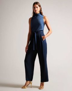 Ted Baker Jemmiah Wide Leg Trousers Dark Navy | 6578432-DB