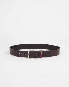 Ted Baker Keepsak Contrast Detail Leather Belt Chocolate | 8240356-KV