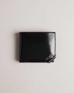 Ted Baker Kornerr Metal Corner Bifold Coin Wallet Black | 0478135-XM