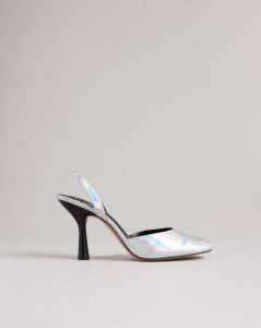 Ted Baker Larria Holographic Slingback Heels Silver | 7083561-TA