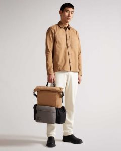 Ted Baker Leytun Twill Shacket Tan | 6439710-BR