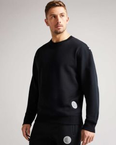 Ted Baker Linford Long Sleeve Active Jersey Sweatshirt Black | 9028573-LP