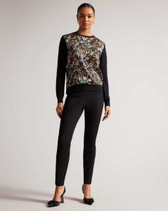 Ted Baker Liroi High Waisted Trousers With Faux Poppers Black | 9501486-WC