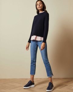 Ted Baker Lissiah Bobble Sleeve Mockable Jumper Navy | 7123568-WS