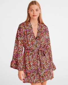 Ted Baker Lovige Heart Satin Robe Black | 9465017-NE