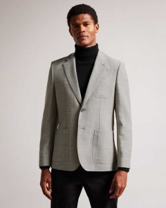 Ted Baker Luccaj Herringbone Jacket Grey | 1472365-TW