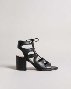 Ted Baker Lylla Block Heel Ghillie Sandal Black | 7238691-UH