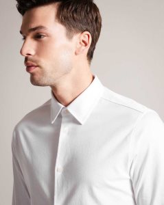 Ted Baker Marros Long Sleeve Lustrous Jersey Shirt White | 2163798-DM