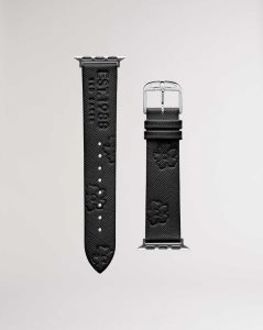 Ted Baker Melanib Leather Magnolia Apple Watch Strap Black | 7540263-ZR