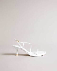 Ted Baker Myloh Metallic Kitten Heel Sandals White | 0897632-QA