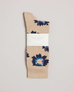 Ted Baker Newflor Painted Floral Print Socks Natural | 3685941-HZ