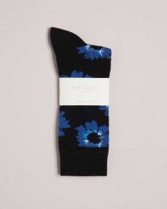 Ted Baker Newflor Painted Floral Print Socks Dark Navy | 9728054-ZX