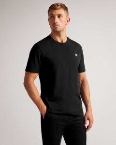 Ted Baker Oxford Short Sleeve T Shirt Black | 8765019-PA