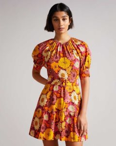 Ted Baker Patti Floral Belted Mini Dress Red | 3258749-NK